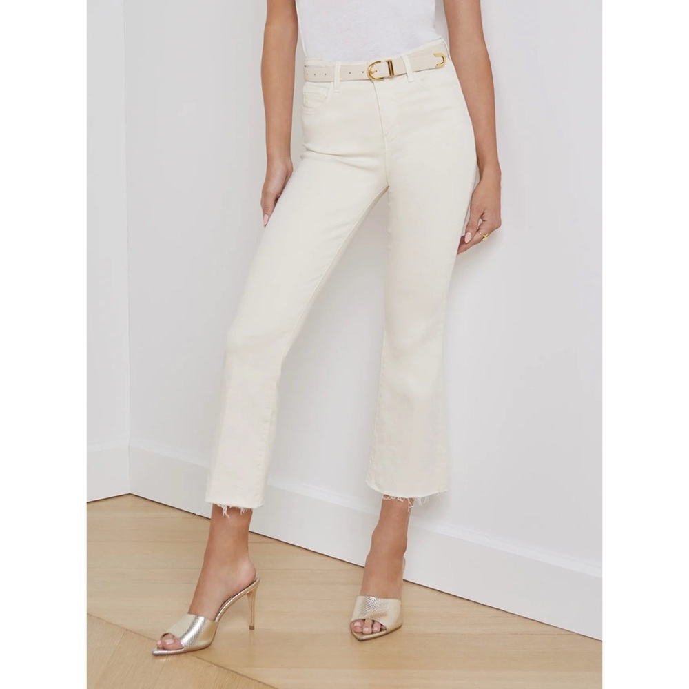 L’Agence Kendra High Rise Cropped Flare Jean in Vintage White size 25